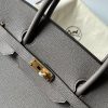 Hermes Birkin 40 Retourne Handmade Bag In Etain Clemence Leather - Image 6