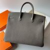 Hermes Birkin 40 Retourne Handmade Bag In Etain Clemence Leather - Image 2