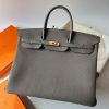 Hermes Birkin 40 Retourne Handmade Bag In Etain Clemence Leather