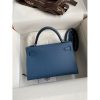 Hermes Kelly Mini II Sellier Handmade Bag In Blue Agate Epsom Calfskin - Image 2