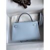 Hermes Kelly Mini II Sellier Handmade Bag In Blue Brume Epsom Calfskin - Image 2