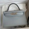 Hermes Kelly Mini II Sellier Handmade Bag In Blue Glacier Epsom Calfskin