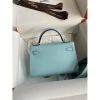 Hermes Kelly Mini II Sellier Handmade Bag In Blue Zephyr Epsom Calfskin - Image 2