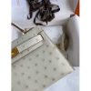 Hermes Kelly Mini II Sellier Handmade Bag In Beton Ostrich Leather - Image 5