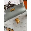 Hermes Kelly Mini II Sellier Handmade Bag In Bleu Glacier Ostrich Leather - Image 3