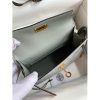 Hermes Kelly Mini II Sellier Handmade Bag In Bleu Glacier Ostrich Leather - Image 7