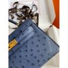 Hermes Kelly Mini II Sellier Handmade Bag In Blue Iris Ostrich Leather - Image 4