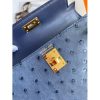 Hermes Kelly Mini II Sellier Handmade Bag In Blue Iris Ostrich Leather - Image 3