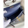 Hermes Kelly Mini II Sellier Handmade Bag In Blue Iris Ostrich Leather - Image 7