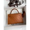 Hermes Kelly Mini II Sellier Handmade Bag In Gold Ostrich Leather - Image 2