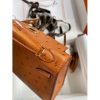Hermes Kelly Mini II Sellier Handmade Bag In Gold Ostrich Leather - Image 8
