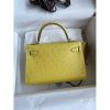 Hermes Kelly Mini II Sellier Handmade Bag In Lime Ostrich Leather - Image 2