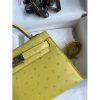 Hermes Kelly Mini II Sellier Handmade Bag In Lime Ostrich Leather - Image 5