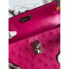Hermes Kelly Mini II Sellier Handmade Bag In Rose Red Ostrich Leather - Image 3