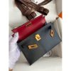 Hermes Kelly Mini II Sellier Tri-color Bag In Black/Blue Indigo/Red Calfskin - Image 7
