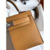 Hermes Kelly Mini II Sellier Tri-color Bag In Taupe/Sesame/Blue Nuit Epsom Calfskin - Image 4