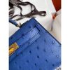 Hermes Kelly Mini II Sellier Handmade Bag In Blue Electric Ostrich Leather - Image 4