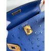 Hermes Kelly Mini II Sellier Handmade Bag In Blue Electric Ostrich Leather - Image 3