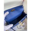 Hermes Kelly Mini II Sellier Handmade Bag In Blue Electric Ostrich Leather - Image 6