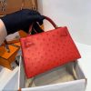Hermes Kelly Mini II Sellier Handmade Bag In Red Ostrich Leather - Image 2