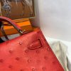 Hermes Kelly Mini II Sellier Handmade Bag In Red Ostrich Leather - Image 8