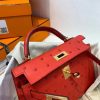 Hermes Kelly Mini II Sellier Handmade Bag In Red Ostrich Leather - Image 4