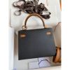 Hermes Kelly Sellier 25 Bicolor Bag in Black and Gold Epsom Calfskin - Image 2