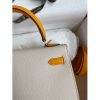 Hermes Kelly Sellier 25 Bicolor Bag in Craie and Yellow Epsom Calfskin - Image 4