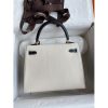 Hermes Kelly Sellier 25 Bicolor Bag in White and Black Mysore Goatskin - Image 2