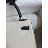 Hermes Kelly Sellier 25 Bicolor Bag in White and Black Mysore Goatskin - Image 4