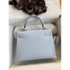 Hermes Kelly Sellier 25CM Handmade Bag In Blue Brume Epsom Calfskin - Image 2