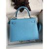 Hermes Kelly Sellier 25 Handmade Bag In Blue Candy Epsom Calfskin - Image 2