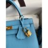 Hermes Kelly Sellier 25 Handmade Bag In Blue Candy Epsom Calfskin - Image 4