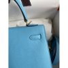 Hermes Kelly Sellier 25 Handmade Bag In Blue Candy Epsom Calfskin - Image 5