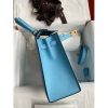 Hermes Kelly Sellier 25 Handmade Bag In Blue Candy Epsom Calfskin - Image 6