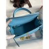 Hermes Kelly Sellier 25 Handmade Bag In Blue Candy Epsom Calfskin - Image 8