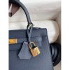 Hermes Kelly Sellier 25cm Handmade Bag In Blue Indigo Epsom Calfskin - Image 4