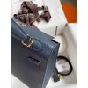 Hermes Kelly Sellier 25cm Handmade Bag In Blue Indigo Epsom Calfskin - Image 9