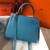 Hermes Epsom Kelly 25cm Sellier Handmade Blue Jean Bag - Image 2