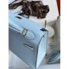 Hermes Kelly Sellier 25CM Handmade Bag In Celeste Epsom Calfskin - Image 9