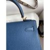 Hermes Kelly Sellier 25CM Handmade Bag In Deep Blue Epsom Calfskin - Image 5