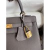Hermes Kelly Sellier 25CM Handmade Bag In Etain Epsom Calfskin - Image 4