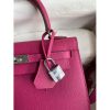 Hermes Kelly Sellier 25 Handmade Bag In Rose Purple Epsom Calfskin - Image 4