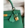 Hermes Kelly Sellier 25cm Handmade Bag In Vert Vertigo Epsom Calfskin - Image 4