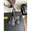 Hermes Kelly Sellier 25 Handmade Bag In Black Ostrich Leather - Image 4