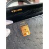 Hermes Kelly Sellier 25 Handmade Bag In Black Ostrich Leather - Image 3