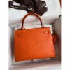 Hermes Kelly Sellier 25 Handmade Bag In Orange Ostrich Leather - Image 2