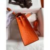 Hermes Kelly Sellier 25 Handmade Bag In Orange Ostrich Leather - Image 5