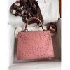 Hermes Kelly Sellier 25 Handmade Bag In Terre Cuite Ostrich Leather - Image 2