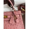 Hermes Kelly Sellier 25 Handmade Bag In Terre Cuite Ostrich Leather - Image 4